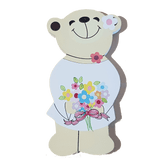 C&F Wooden Mama Bear Character - Flower Bouquet